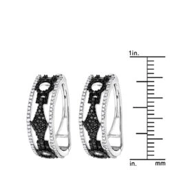 White And Black Diamond Hoop Earrings 0.9 Ct 14K White Gold -Its Hot Jewelry Shop white and black diamond hoop earrings 095ct 14k gold p 48289 rulerwh
