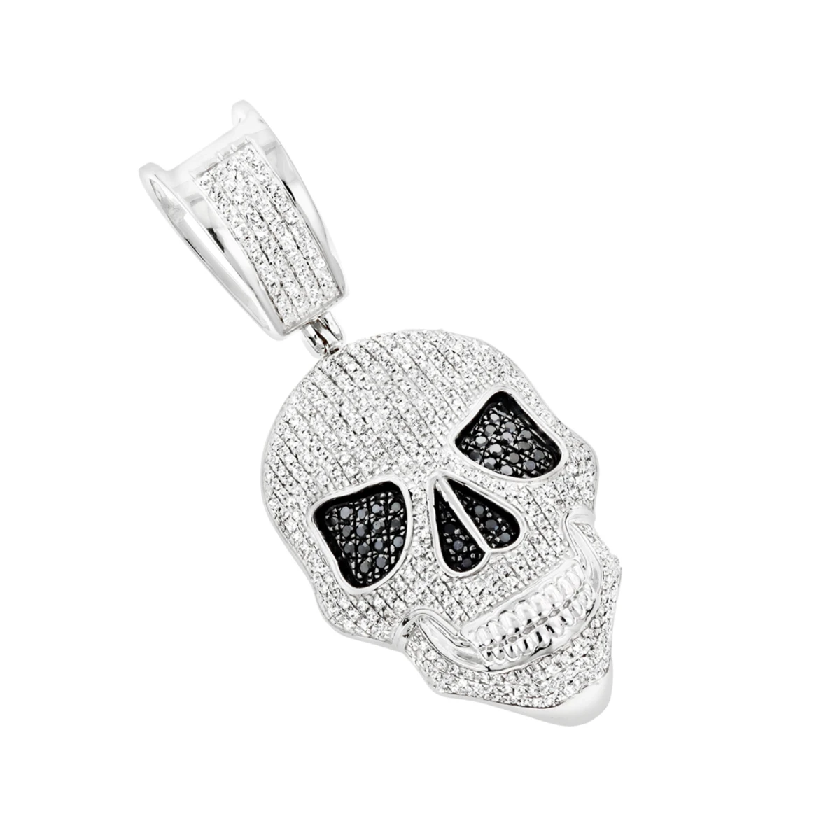 White And Black Diamond Iced Out Skull Pendant 10K Yellow Gold 0.83ct 4 White And Black Diamond Iced Out Skull Pendant 10K Yellow Gold 0.83ct - Image 2