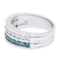 1.32ct White And Blue Diamond 14K White Gold Wedding Band -Its Hot Jewelry Shop white and blue diamond wedding band 132ct 14k gold unique rings backwh 20210228