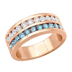 1.32ct White And Blue Diamond 14K White Gold Wedding Band -Its Hot Jewelry Shop white and blue diamond wedding band 132ct 14k gold unique rings ro 20210228