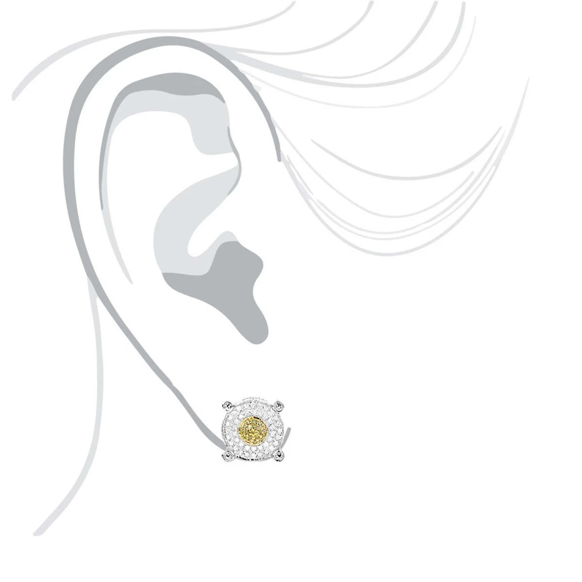 White And Yellow Diamond Earring 0.2ct Single Men's Stud 5 White And Yellow Diamond Earring 0.2ct Single Men's Stud - Image 3