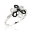 White Black Diamond Flower Ring 0.31ct 14K White Gold -Its Hot Jewelry Shop white black diamond flower ring 031ct 14k gold 1