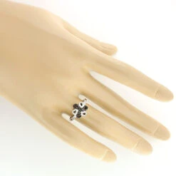 White Black Diamond Flower Ring 0.31ct 14K White Gold -Its Hot Jewelry Shop white black diamond flower ring 031ct 14k gold 3