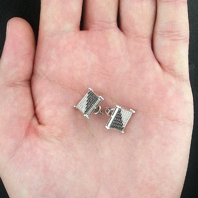 White Black Diamond Stud Earrings 1.11ct 10K White Gold 4 White Black Diamond Stud Earrings 1.11ct 10K White Gold - Image 2