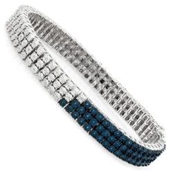 White Blue Diamond Bracelet For Men 0.50ct Sterling Silver