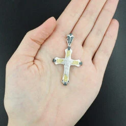 White Blue Yellow Diamond Cross Pendant 0.56ct Sterling Silver -Its Hot Jewelry Shop white blue yellow diamond cross pendant 056ct sterling silver p 48219box