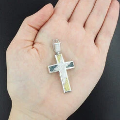 White Blue Yellow Diamond Cross Pendant 0.80ct Sterling Silver -Its Hot Jewelry Shop white blue yellow diamond cross pendant 080ct sterling silver p 48218box