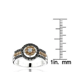 14K White Gold Women's White Brown Black Diamond Ring 0.94ct -Its Hot Jewelry Shop white brown black diamond ring 094ct 14k gold womens jewelry rulerwh