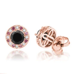 White Pink And Black Diamond Stud Earrings 2.2ct 14K White Gold -Its Hot Jewelry Shop white pink and black diamond stud earrings 22ct 14k gold ro