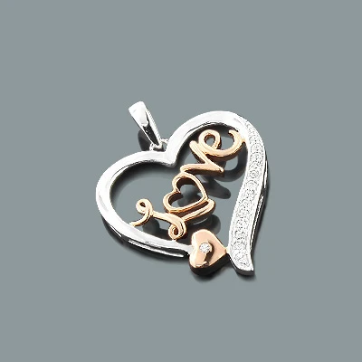 10K White Gold Diamond Love Heart Pendant 0.11ct 3 10K White Gold Diamond Love Heart Pendant 0.11ct