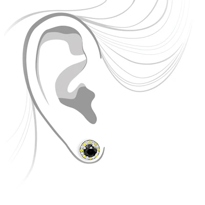 White Yellow And Black Diamond Stud Earrings 2.20ct 14K White Gold 6 White Yellow And Black Diamond Stud Earrings 2.20ct 14K White Gold - Image 4