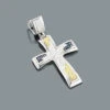 White Yellow Blue Diamond Cross Pendant 0.20ct Sterling Silver