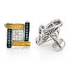 White Yellow Blue Diamond Earrings 0.5ct 10K White Gold -Its Hot Jewelry Shop white yellow blue diamond earrings 078ct 10k gold wh