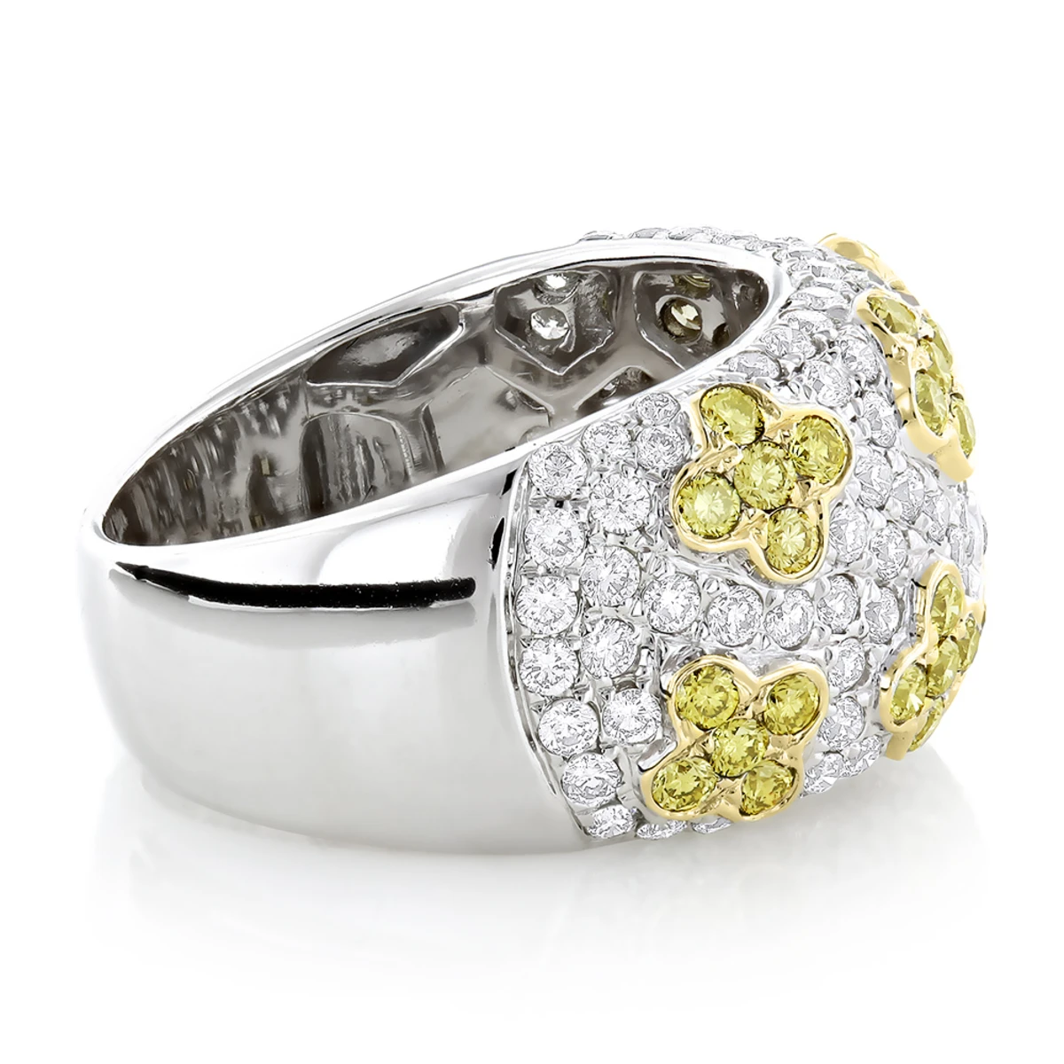 White Yellow Diamond Band 2.59ct 14K White Gold 6 White Yellow Diamond Band 2.59ct 14K White Gold - Image 4