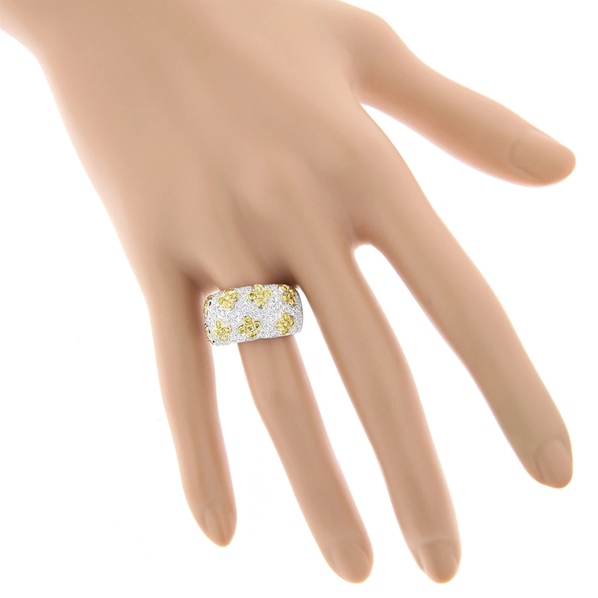 White Yellow Diamond Band 2.59ct 14K White Gold 7 White Yellow Diamond Band 2.59ct 14K White Gold - Image 5