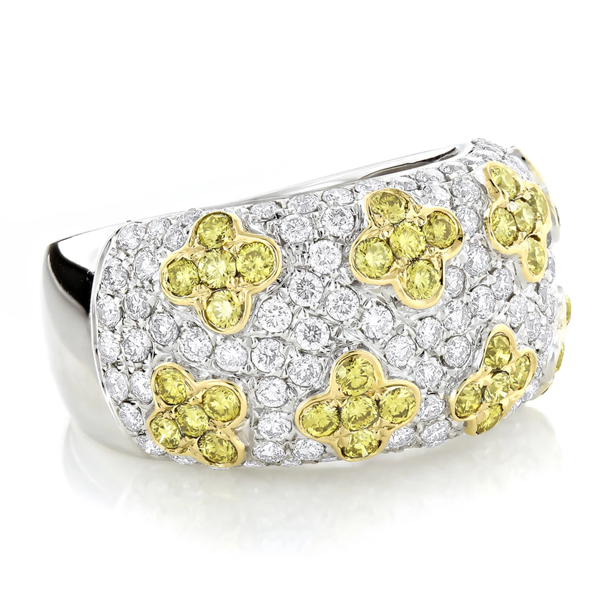 White Yellow Diamond Band 2.59ct 14K White Gold 3 White Yellow Diamond Band 2.59ct 14K White Gold