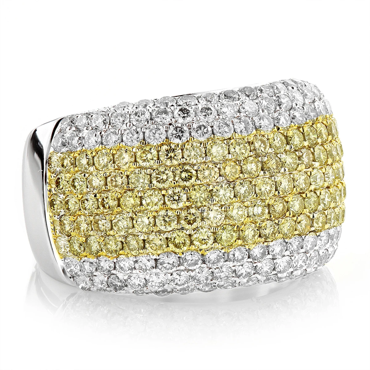 White Yellow Diamond Band For Women 3.35ct 14K White Gold Anniversary Ring 3 White Yellow Diamond Band For Women 3.35ct 14K White Gold Anniversary Ring