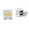 White Yellow Diamond Stud Earrings 0.33ct Sterling Silver