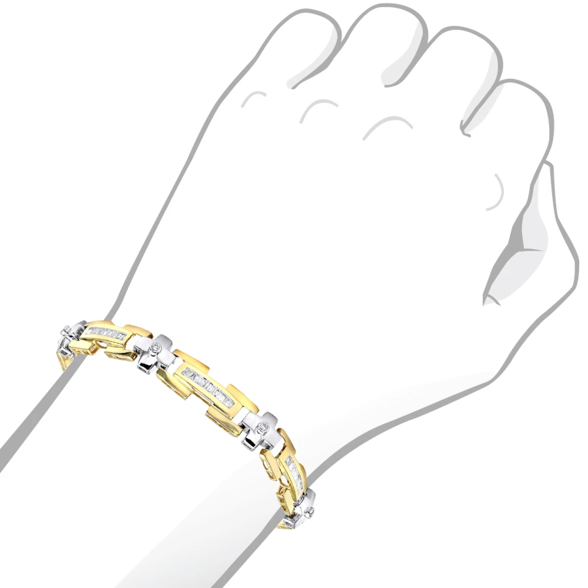 14K Yellow Gold Diamond Men's Bracelet 1.95ct 7 14K Yellow Gold Diamond Men's Bracelet 1.95ct - Image 5