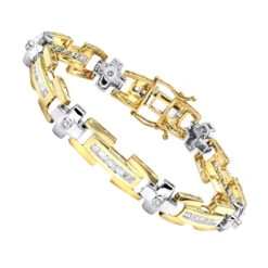 14K Yellow Gold Diamond Men's Bracelet 1.95ct