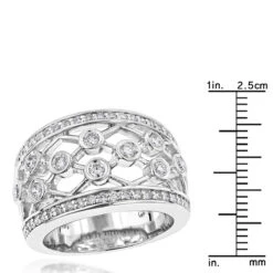 Wide 14K White Gold Unique Diamond Right Hand Ring For Women By Luxurman 0.95ct -Its Hot Jewelry Shop wide 14k gold unique diamond right hand ring for women by luxurman 095ct rulerwh