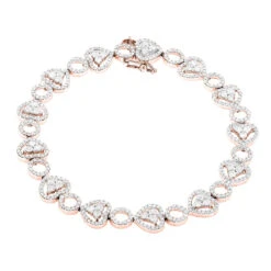 Women's 14K White Gold Designer Diamond Heart Bracelet 4.35ct -Its Hot Jewelry Shop womens 14k gold designer diamond heart bracelet 435ct p 6482 ro