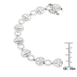 Women's 14K White Gold Designer Diamond Heart Bracelet 4.35ct -Its Hot Jewelry Shop womens 14k gold designer diamond heart bracelet 435ct p 6482 rulerwh