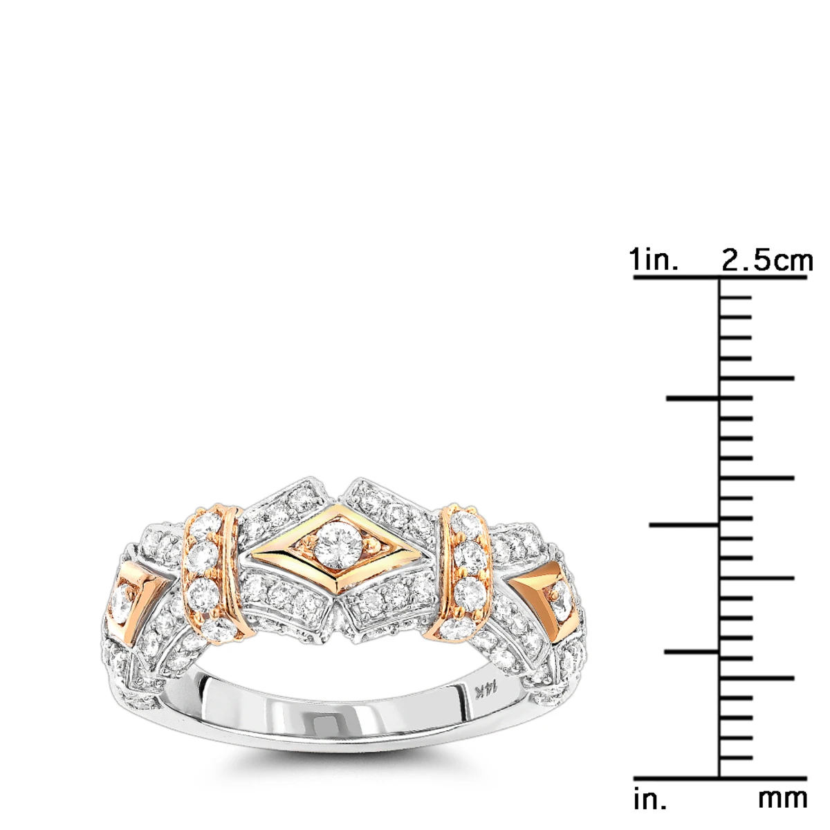 Women's Two Tone 14K White Gold Vintage Diamond Ring 1 Ct 7 Women's Two Tone 14K White Gold Vintage Diamond Ring 1 Ct - Image 5