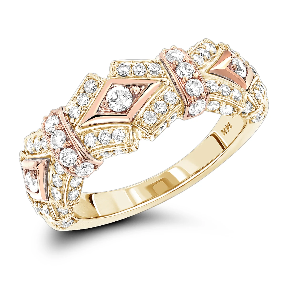 Women's Two Tone 14K White Gold Vintage Diamond Ring 1 Ct 4 Women's Two Tone 14K White Gold Vintage Diamond Ring 1 Ct - Image 2