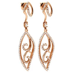 Women's Diamond Leaf Earrings 0.76ct 14K White Gold -Its Hot Jewelry Shop womens diamond leaf earrings 076ct 14k gold rose 20221011 20221027