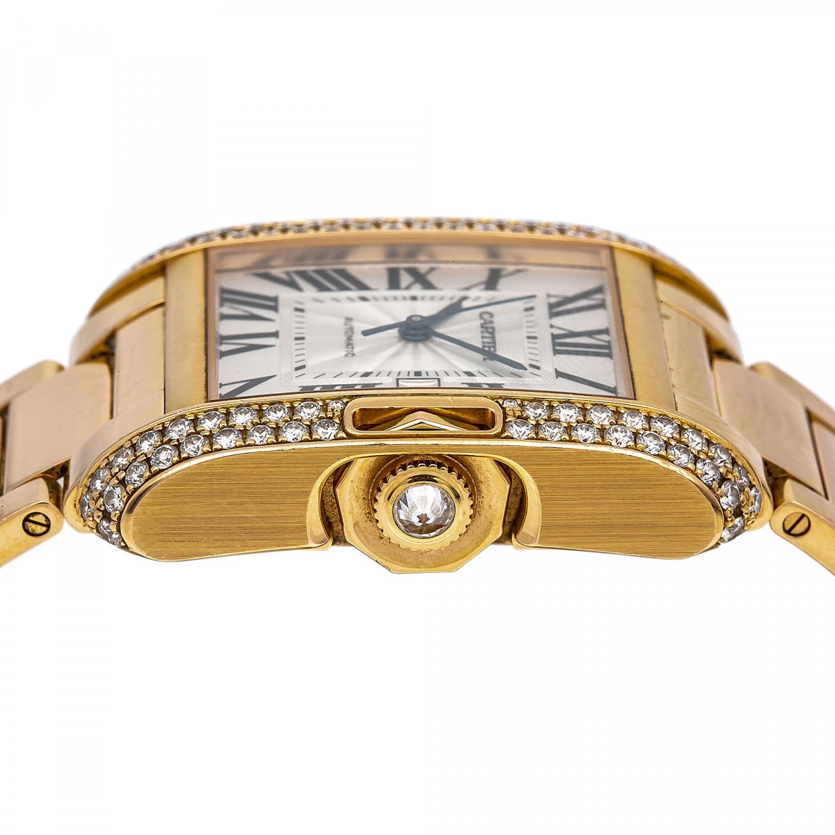 Women's Diamond Watch Cartier Tank Anglaise 18K Gold 30mm Silver Tone Dial 5 Women's Diamond Watch Cartier Tank Anglaise 18K Gold 30mm Silver Tone Dial - Image 3