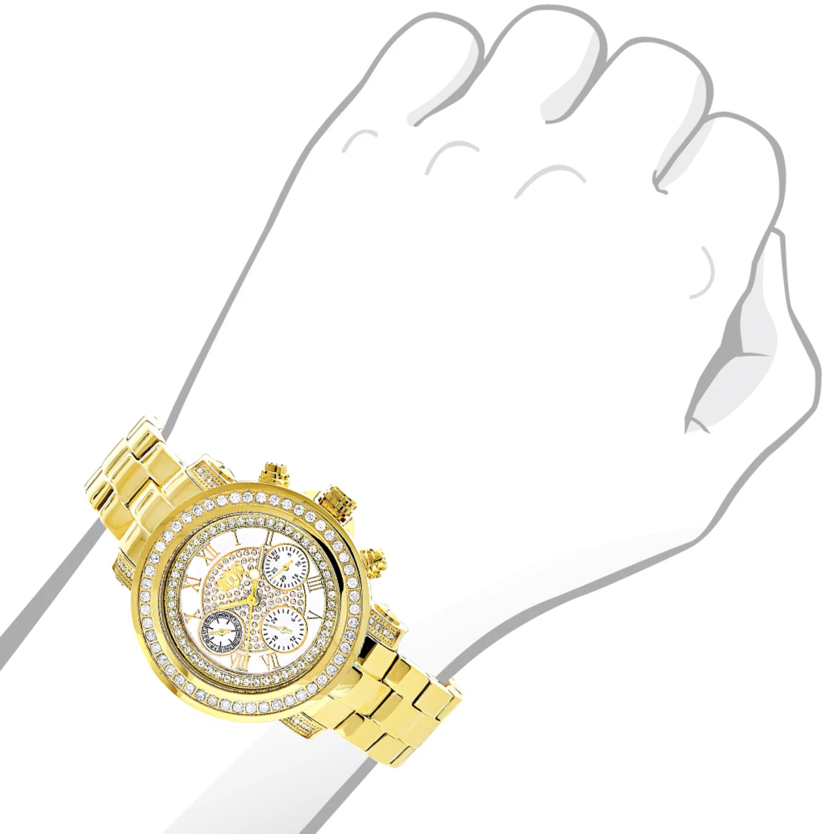 Women's Diamond Yellow Gold Plated Watch Luxurman Montana White Mop 2ct 5 Women's Diamond Yellow Gold Plated Watch Luxurman Montana White Mop 2ct - Image 3