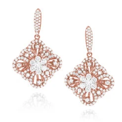 Women's Flower Diamond Dangle Earrings 1.8ct 14K White Gold 9 Women's Flower Diamond Dangle Earrings 1.8ct 14K White Gold -Its Hot Jewelry Shop womens flower diamond dangle earrings 18ct 14k gold ro