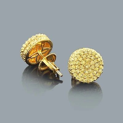 Yellow Diamond Earrings 0.4ct Gold Plated Sterling Silver Studs 3 Yellow Diamond Earrings 0.4ct Gold Plated Sterling Silver Studs