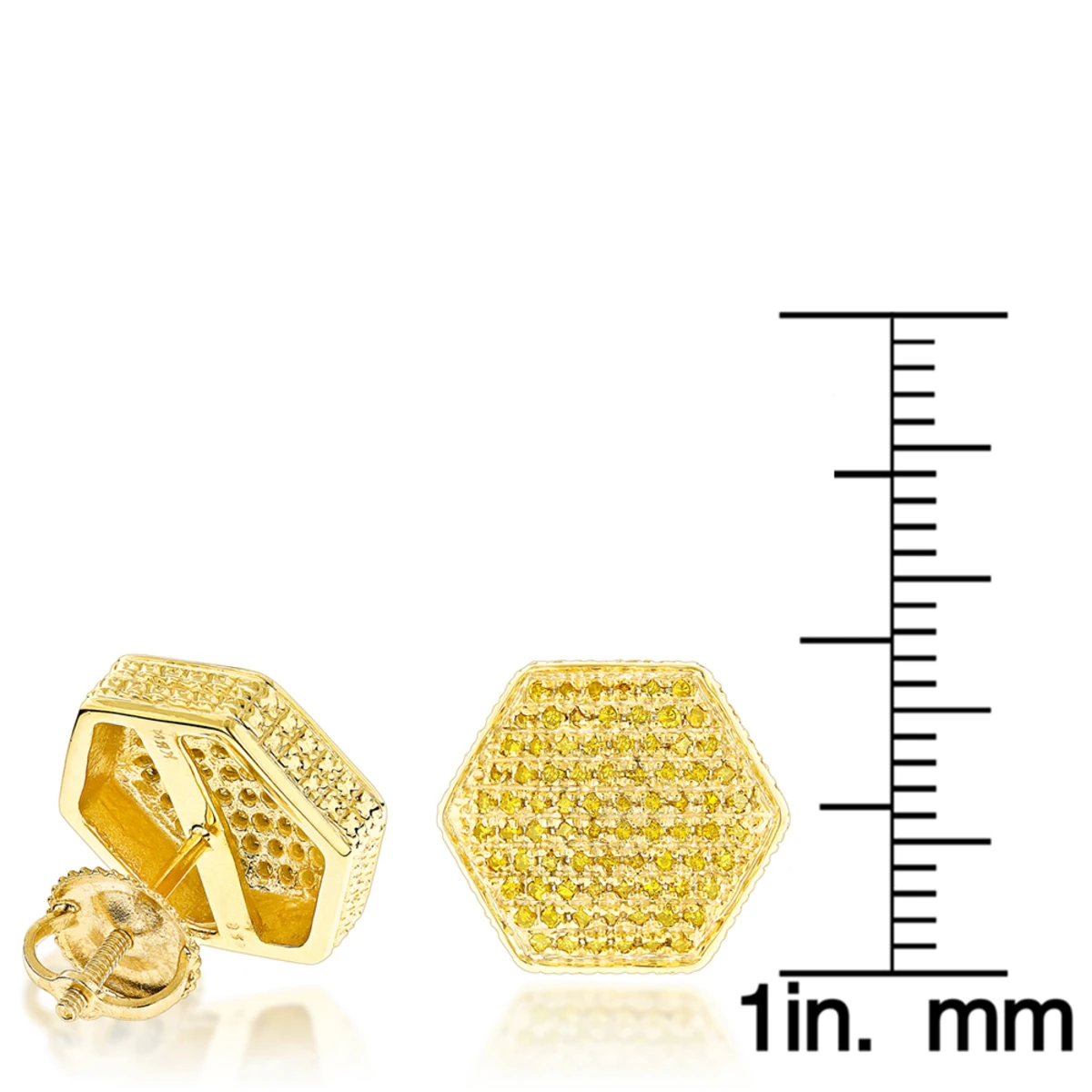 Large Yellow Diamond Earrings 0.75ct Sterling Silver 6 Large Yellow Diamond Earrings 0.75ct Sterling Silver - Image 4