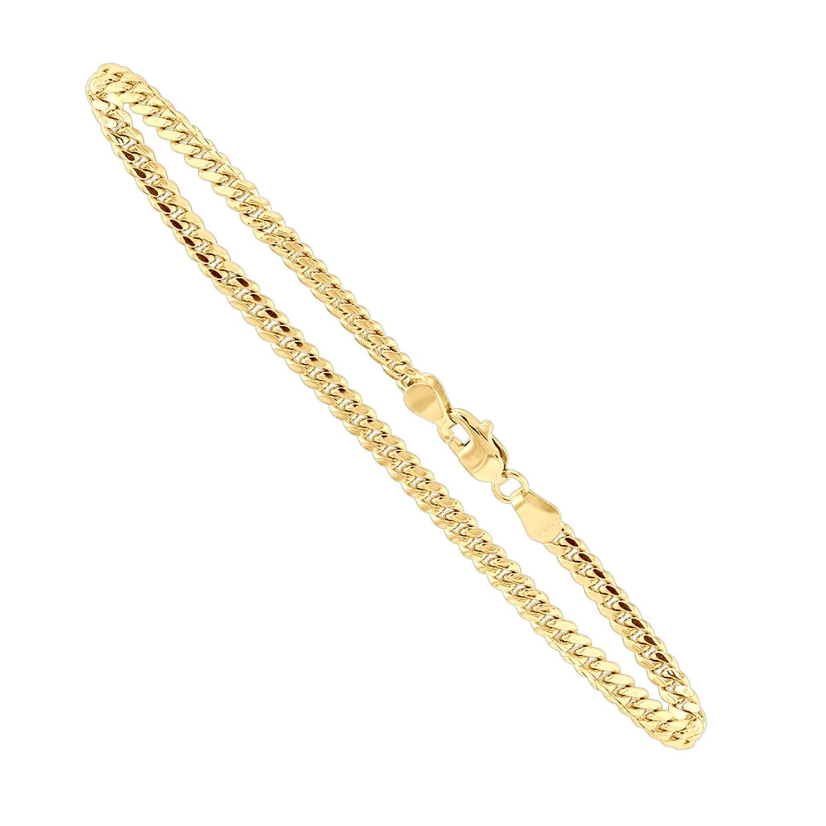 14K Yellow Gold Miami Cuban Link Curb Chain Bracelet 3mm 7.5-9in 3 14K Yellow Gold Miami Cuban Link Curb Chain Bracelet 3mm 7.5-9in