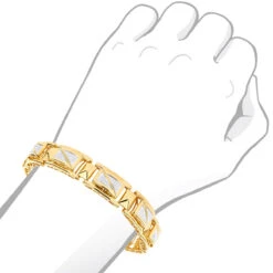 Yellow Gold Plated Silver Diamond Bracelet For Men 0.50ct -Its Hot Jewelry Shop yellow gold plated silver diamond bracelet for men 090ct p 49377bod
