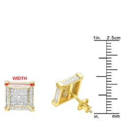 Yellow Gold Plated Silver Diamond Earrings 0.22ct -Its Hot Jewelry Shop yellow gold plated silver diamond earrings 022ct rulerye