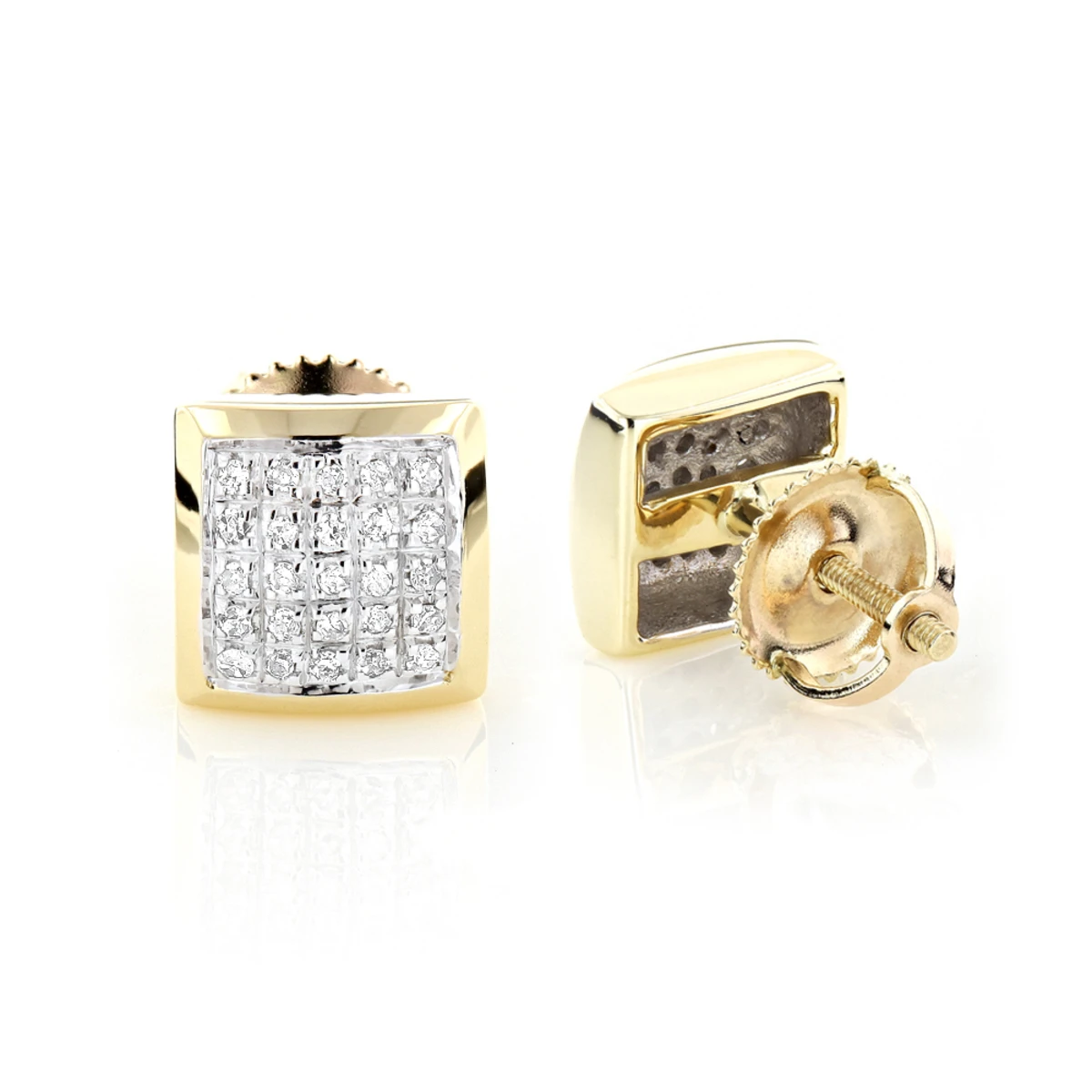 Yellow Gold Plated Sterling Silver Diamond Stud Earrings 0.35ct 3 Yellow Gold Plated Sterling Silver Diamond Stud Earrings 0.35ct