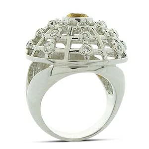 Yellow Sapphire Cocktail Ring With Diamonds 14K White Gold 0.60ctd 1.00cts 4 Yellow Sapphire Cocktail Ring With Diamonds 14K White Gold 0.60ctd 1.00cts - Image 2